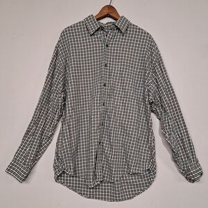 Mens VTG Eddie Bauer Flannel Blue Brown Size Medium Gorpcore